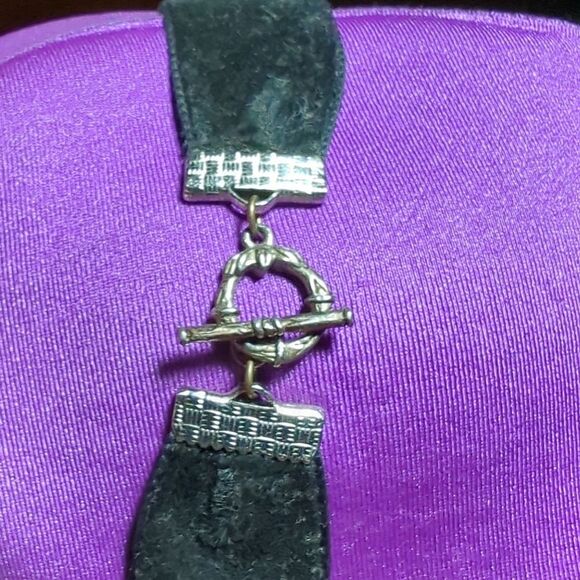 vintage Black felt bedazzled Geneva watch pin buckle clasp - works! main image 5